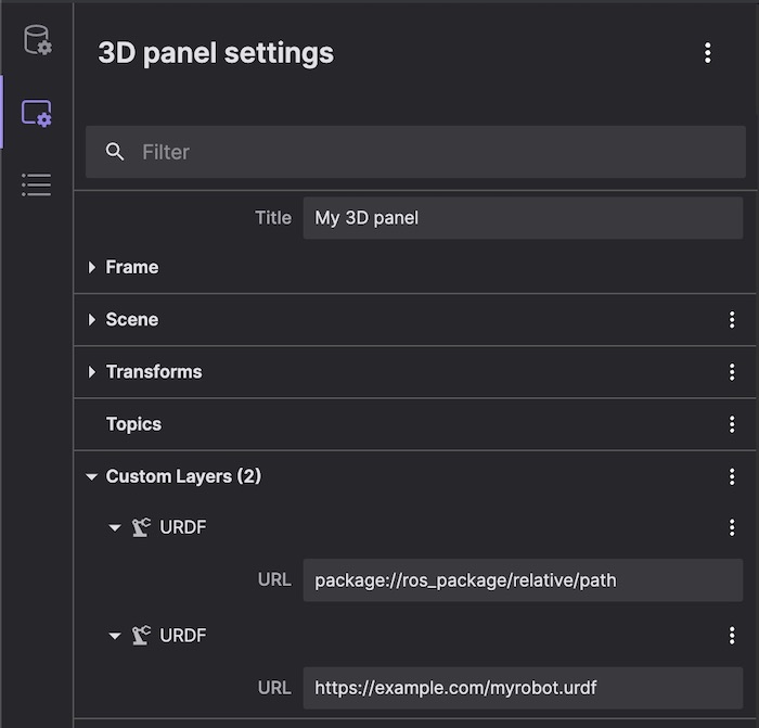 3D panel settings