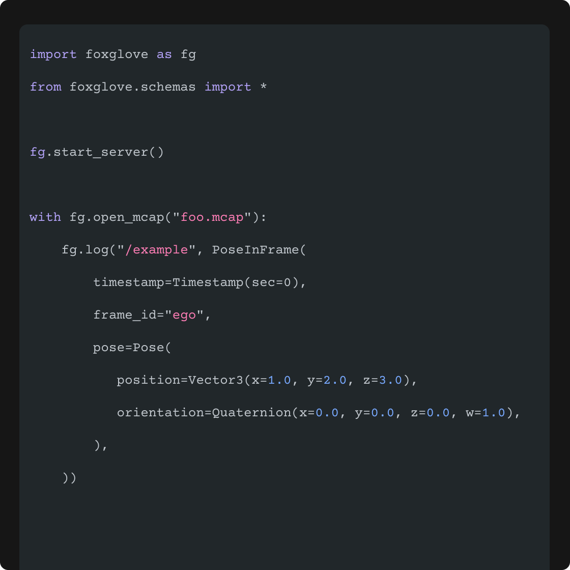 Simplify data integration with the Foxglove SDK.