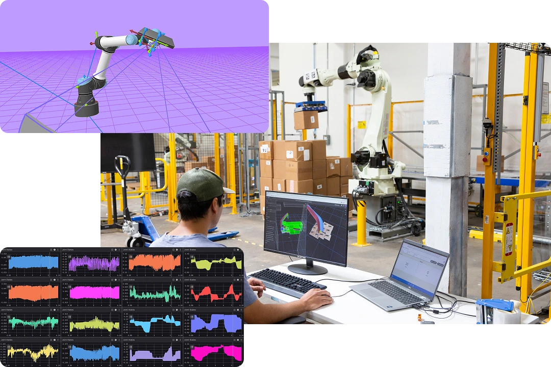 Robot arm joint visualization in Foxglove 3D scene