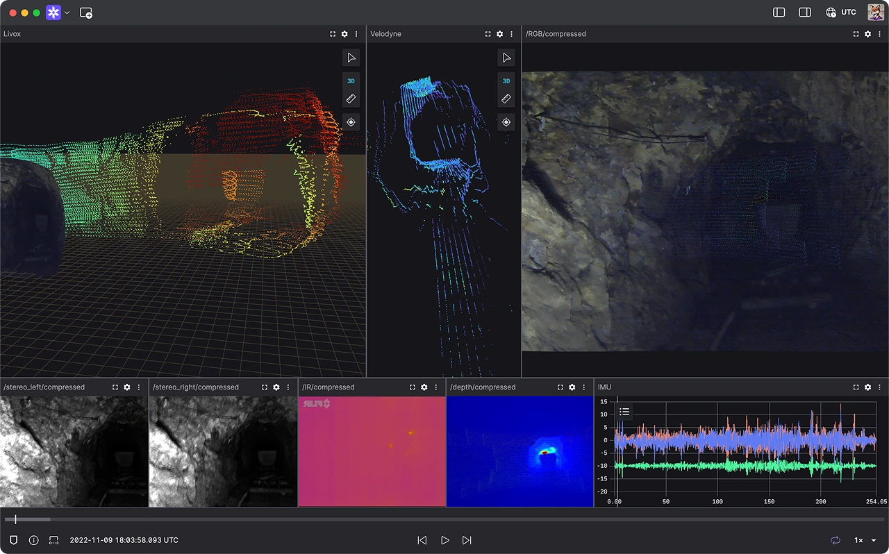 Construction and mining robotics data visualization in Foxglove