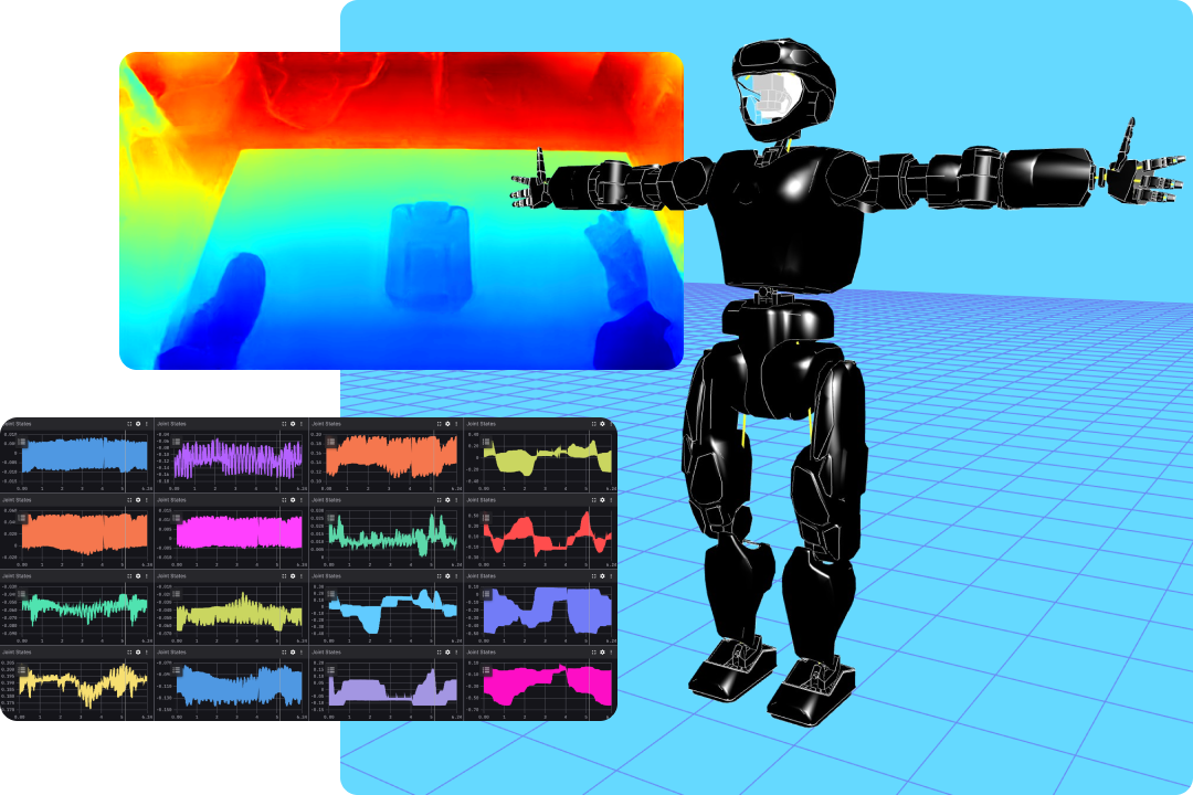 Teams collaborating on humanoid robot data in Foxglove