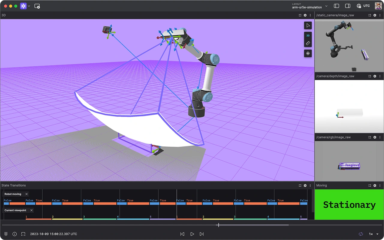 Manufacturing robotics data visualization in Foxglove